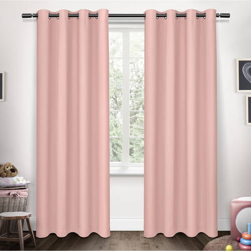 Exclusive Home Sateen Twill Woven Blackout Grommet Top Curtain Panel Pair Navy 52x84 EK8013-04 2-84G 